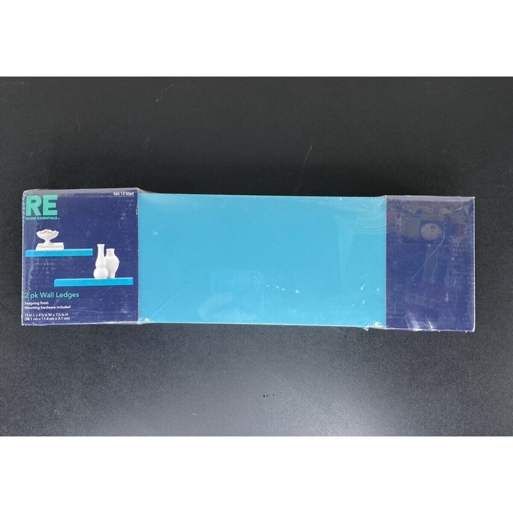 Pair of Room Essentials Teal Wall Ledge Black Shelf 15" x 4.5"x 1.25" Seagoing - Picture 3 of 7